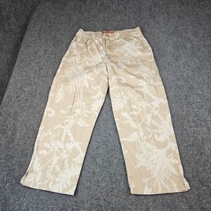 Gloria Vanderbilt Amanda Floral Capri Pants Khaki White Size 8 Cropped Trousers